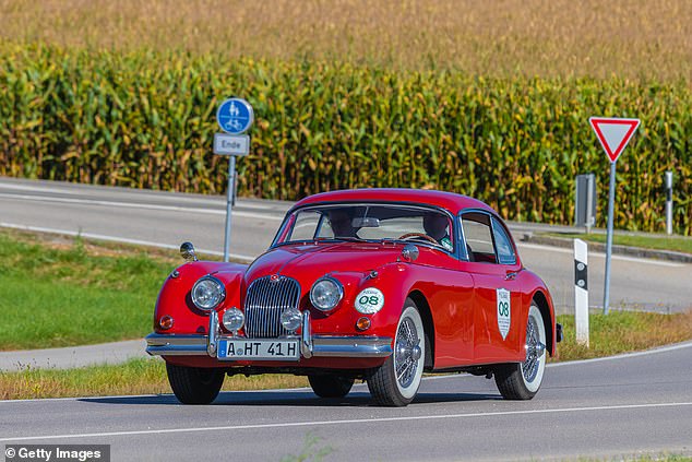 1958 Jaguar XK150 in Augsburg, Germany on September 29, 2019 (file photo)