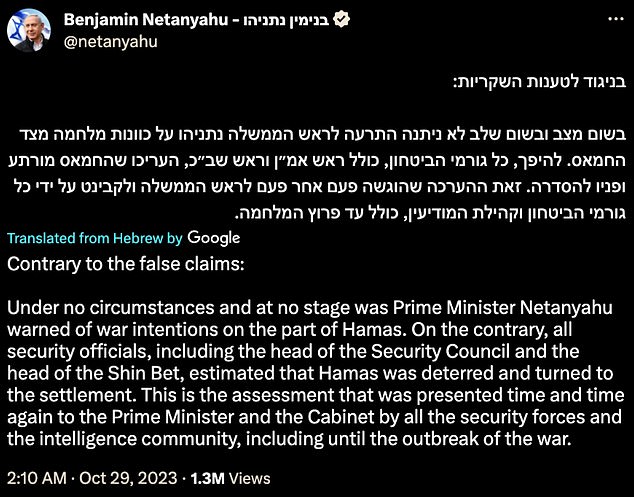 1698597595 862 Benjamin Netanyahu apologizes after blaming Israeli intelligence chiefs for failing