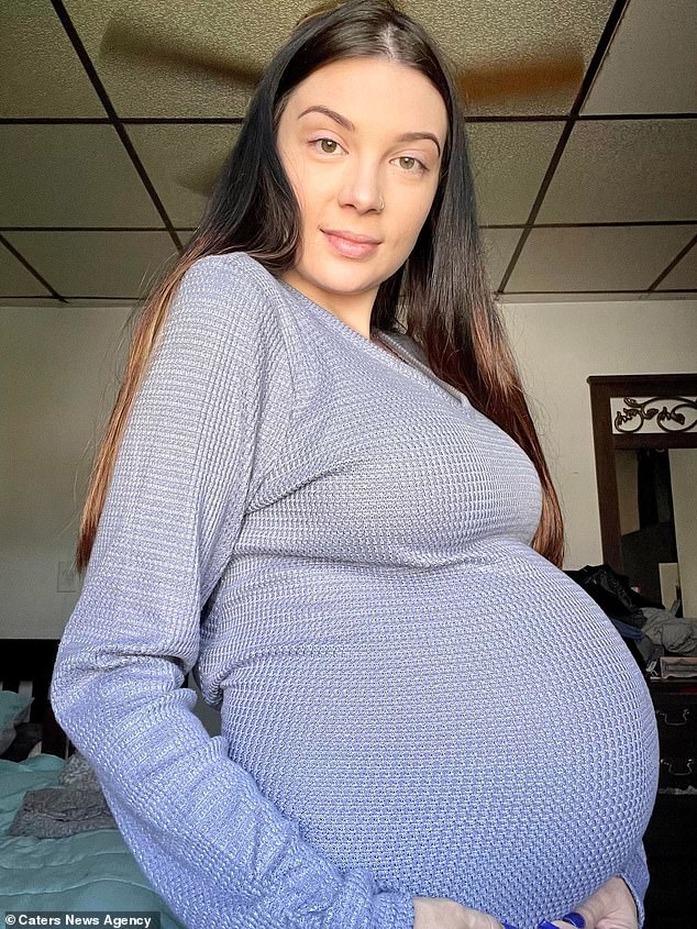 Savannah Morrell, 27, (pictured during her first surrogacy journey) is a mother who became a surrogate for the second time after falling in love with the feeling of being pregnant, and has now vowed to help other parents give birth to children