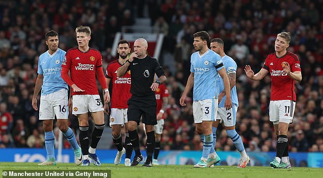 City opened the scoring after Rasmus Hojlund (far right) fouled Rodri (far left) in the penalty area