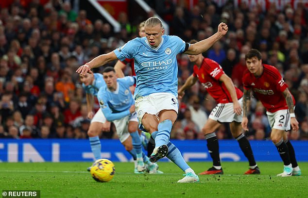 Haaland scored his first goal of the match from the penalty spot to put the visitors ahead