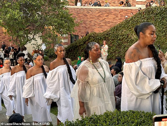 The performance, known as Ori Whispers, marked the opening of the museum's exhibition focusing on the Yoruba diaspora: people from Nigeria, Benin and Togo in West Africa who crossed the Atlantic to Brazil, Cuba and the US.