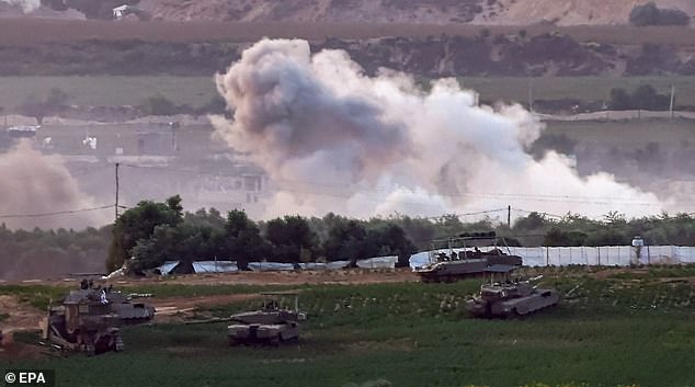 Israeli tanks were photographed in the northern part of the Gaza Strip on Sunday