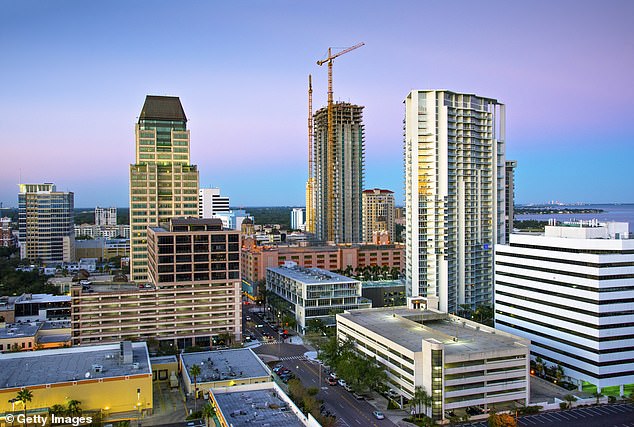 Parts of the South are steadily increasing in population.  Pictured: Construction in the fast-growing downtown area of ​​St. Petersburg, Florida