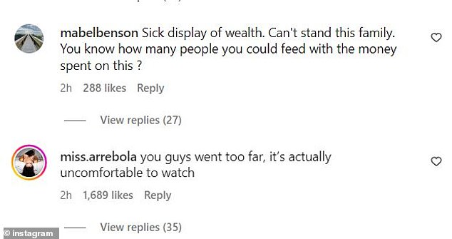 “If you're deaf to what some parts of the world are going through, money can't buy taste or morals,” one troll replied, while another troll interjected, “You're so out of touch with reality.  '