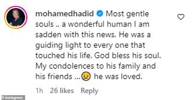 Touching note: Her father, Mohamed Hadid, wrote a long caption saying Ivan was 