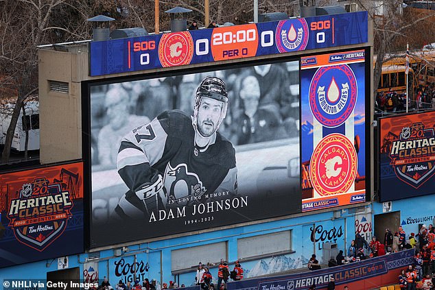 A video tribute to Adam Johnson before an Edmonton Oilers game yesterday in Alberta