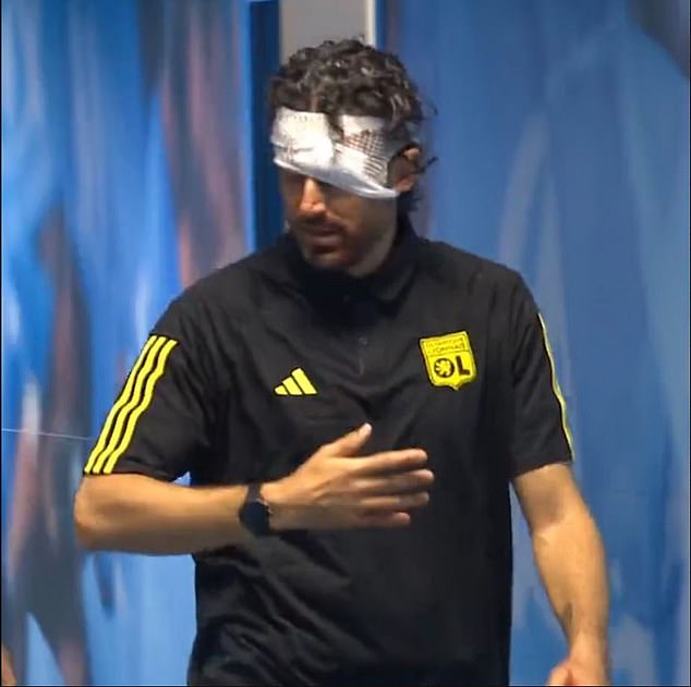 Grosso was pictured wearing bandages after undergoing treatment at the Stade Velodrome