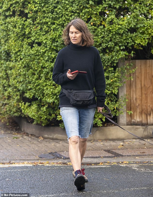 Solo walk: The actress, who previously called the cast of Friends 'very nice and professional', kept a low profile as she went for a walk with her dog