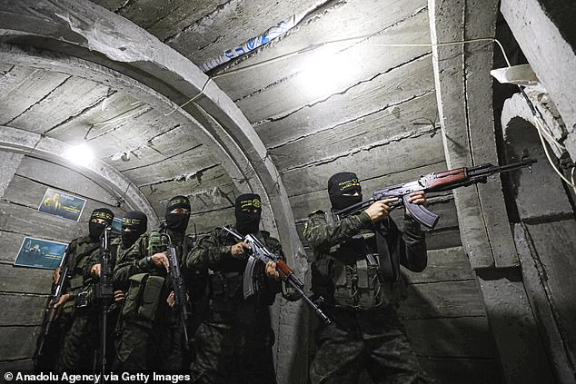 Members of the Al-Quds Brigades are seen in the tunnel system, March 30, 2023