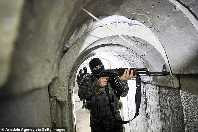 Members of the Al-Quds Brigades are seen in the tunnel system, March 30, 2023