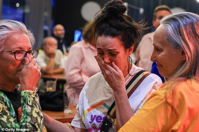 Yes, the supporters look emotional as the results come in after the Voice referendum