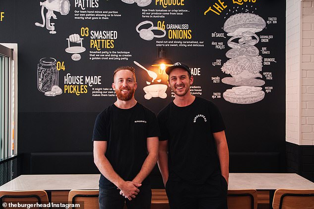 Burger Head was first opened in Penrith in 2017 by friends Joshua Deluca (left), Timothy Rosenstrauss (right) and Richard Borg