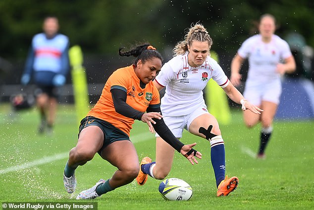 The 29-year-old (pictured left, playing rugby union for Australia against England)