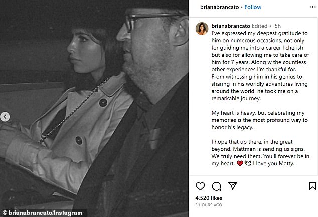 Briana, who worked for Perry for years, posted the touching tribute to her former boss