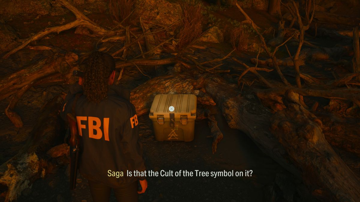 A Cult Stash in the woods of Cauldron Lake in Alan Wake 2