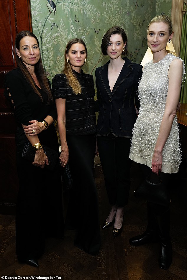 Celebrating women: Fashion designer Yana Peel, 49, global head of arts and culture at Chanel, and Charlotte Rey, an award-winning Swedish designer (pictured with Elizabeth and Catherine) also attended the dinner.