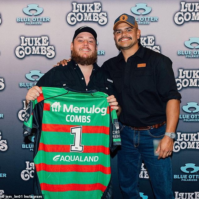 Mitchell is a huge fan of country music and was able to go backstage earlier this year and meet one of his idols, Luke Combs (pictured together)