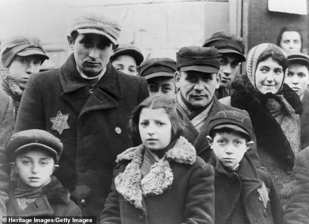 Jews with Star of David badges, Lodz Ghetto, Poland, World War II, 1940-1944