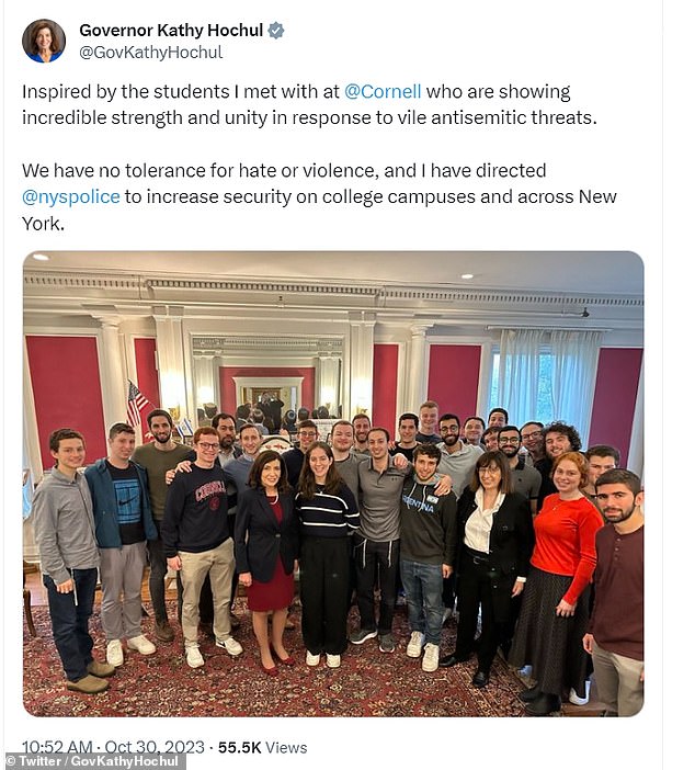 Gov. Hochul met with Jewish Cornell students Monday morning