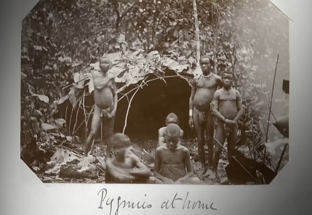 Members of the Bambuti tribe are seen in photographs taken during Colonel Harrison's expedition