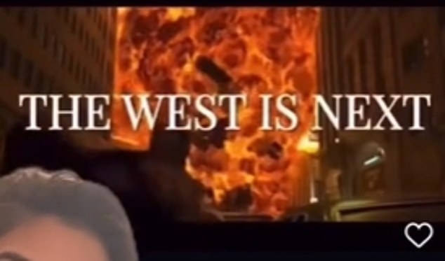 Messages of 'The West Is Next' and '#Hamas=Isis #FreeGazaFromHamas' then appear as the video ends