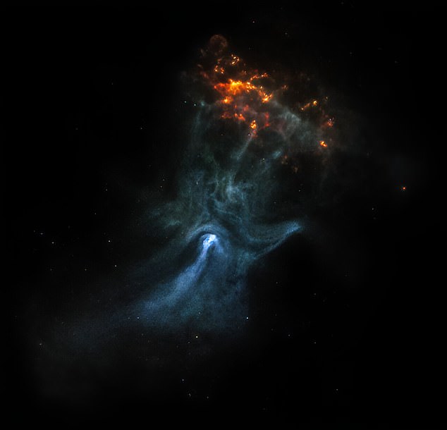 NASA's Chandra X-ray Observatory first spotted MSH 15-52 in 2001 (photo) and also captured a hand-like formation