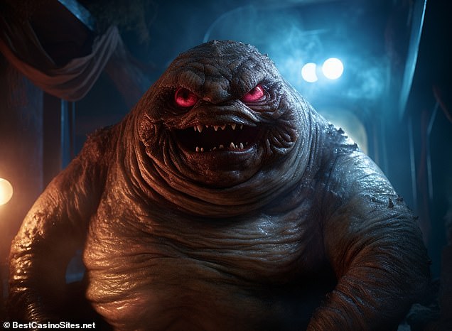 Imagined by the AI, Jabba gains a sinister red gaze and a mouth full of pointy teeth