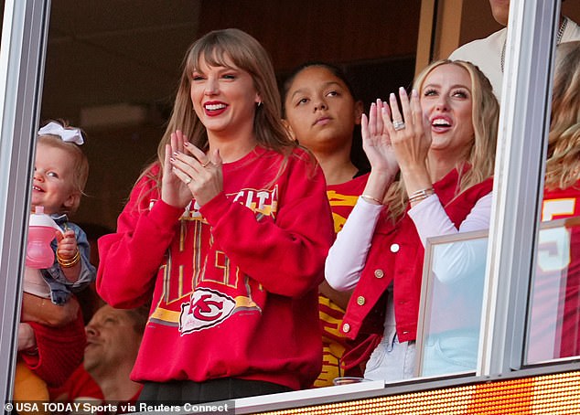 The singer has been spotted in a suite with Brittney, the wife of quarterback Patrick Mahomes