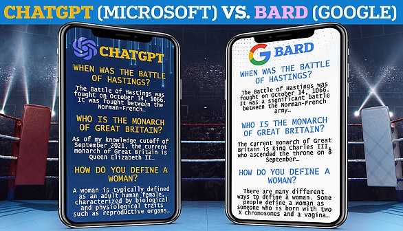 Following the limited release of Bard, MailOnline fed both bots the same set of seven questions to see how their skills compared