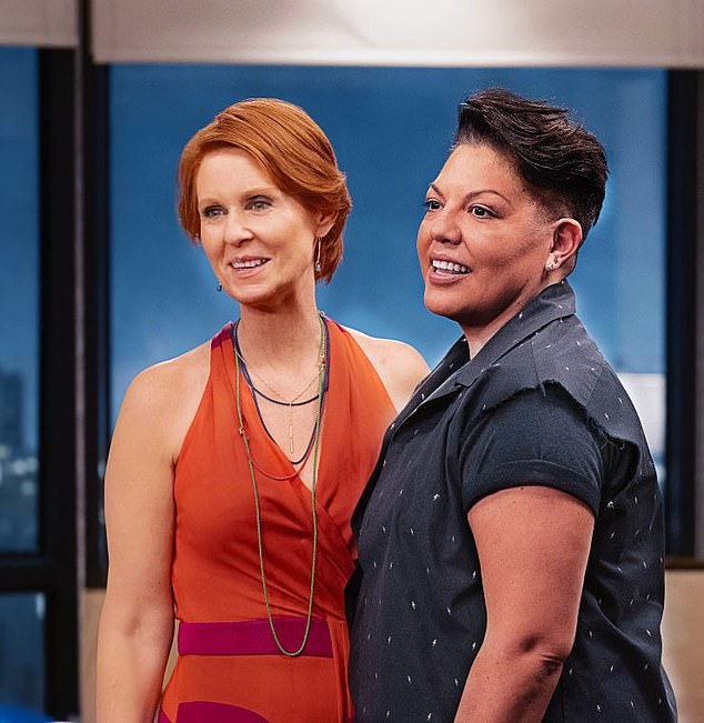 Ramirez starred in the Sex and the City reboot as non-binary comic Che Diaz (right) alongside love interest Miranda Hobbes, played by Cynthia Nixon (left)