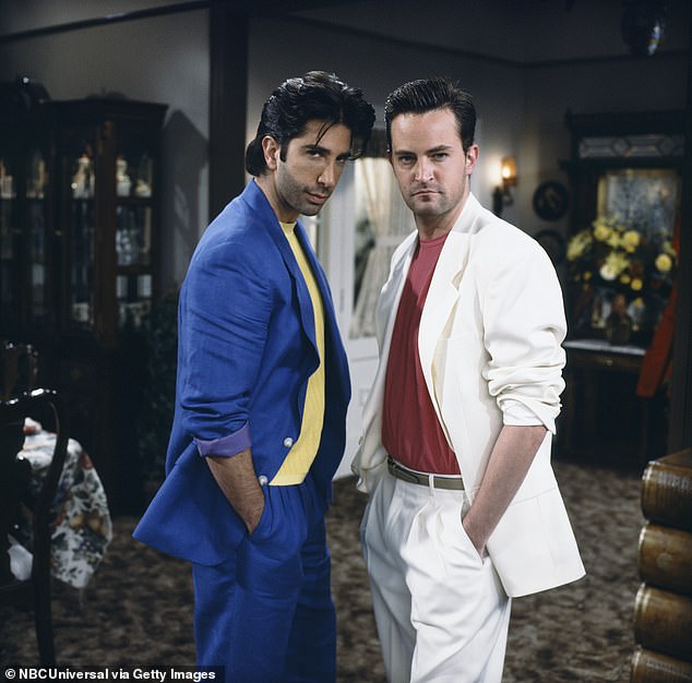 Schwimmer as Dr.  Ross Geller, Perry as Chandler Bing - pictured in 1998