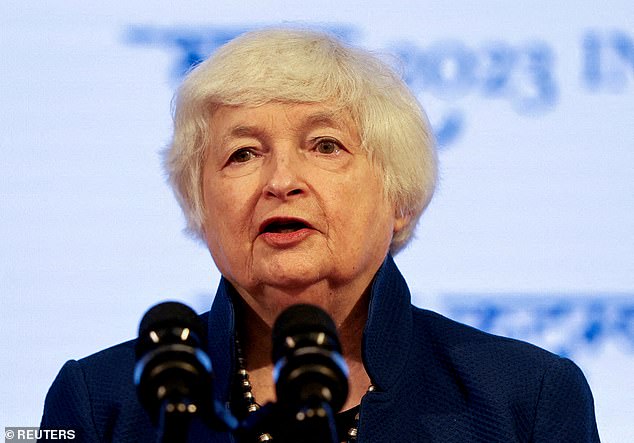 Confident: US Treasury Secretary Janet Yellen (pictured) claims there is no 'dysfunction' in the government bond market despite the spike in yields