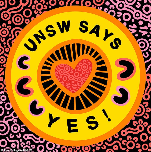 The University of New South Wales has adopted artwork advocating a yes vote for Indigenous Voice in Parliament.