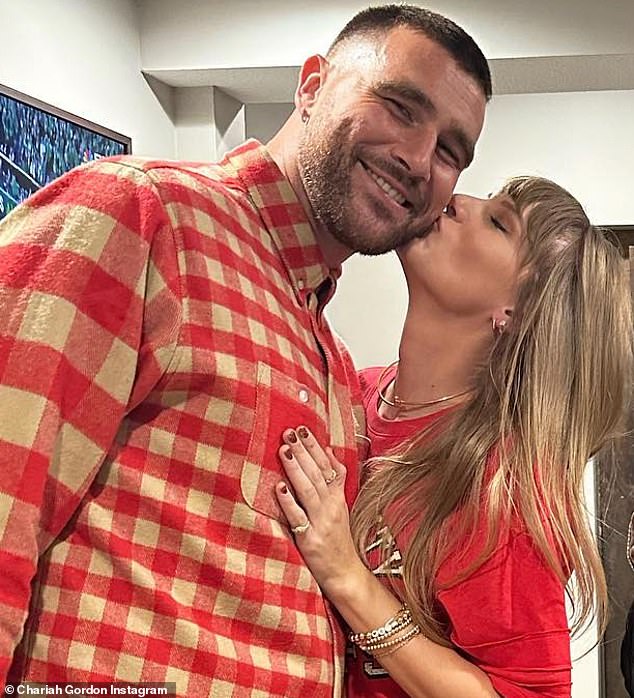 First kiss!  Taylor Swift and Travis Kelce have taken their relationship to the next level, posing for loved-up snaps on Instagram.  He admitted to his brother, Philadelphia Eagles center Jason Kelce, that his stats have been much better since the pop star started attending his games.