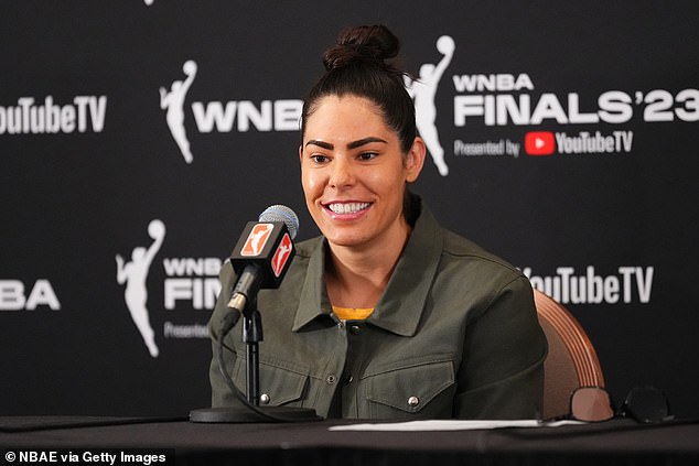 Kelsey Plum took a photo of new Las Vegas minority owner Tom Brady during his press conference