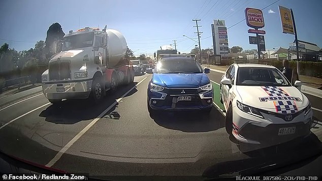 Police caught up with a blue Mitsubishi ASX stopped near the intersection of Finucane Road and Cambridge Drive, in Alexandra Hills, southeast of Brisbane, about 9am on Saturday.