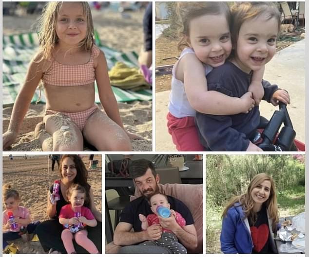 The family of Jay Zeitchek, from New Jersey, was seen being taken hostage by Hamas in a terrifying video circulating on social media.  The hostages are: Amelia Alony (top left), twins Emma and Julie (top right), with their mother Sharon Cunio (bottom left), father David Cunio (center), and Danielle Alony, mother of Amelia (bottom right)