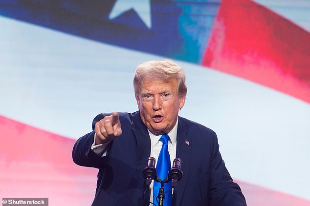 During a recent speech, Trump (pictured) warned that Biden – if re-elected – would lead the US into 'World War II' in a gaffe-laden speech