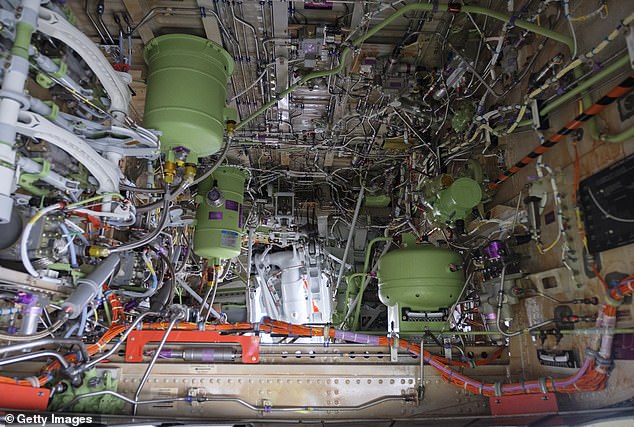 The controversy has highlighted the complex nature of the aviation industry.  Pictured: The wheel arch of the first Boeing 737 MAX 7 aircraft as it sits on the tarmac outside the Boeing factory on February 5, 2018