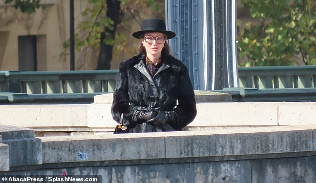 Dedicated star: Angelina Jolie was spotted in three different outfits on the set of her upcoming biopic Maria in Paris on Tuesday