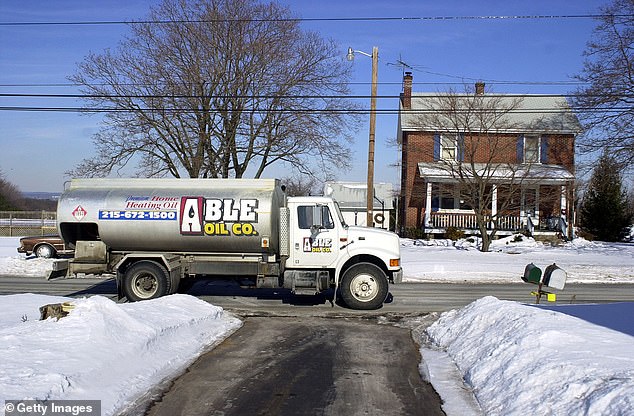 Pictured is an oil truck in Hatfield, Pennsylvania, where about 13 percent of households use it to heat their homes, according to a 2020 EIA report