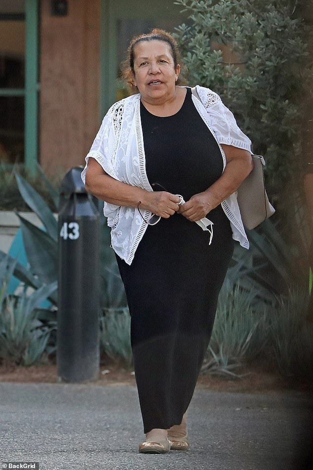 Hmm: Mildred Baena, Arnold Schwarzenegger's former mistress and housekeeper, was spotted a day after he said their affair that led to his divorce from Maria Shriver was his 'f*** up'