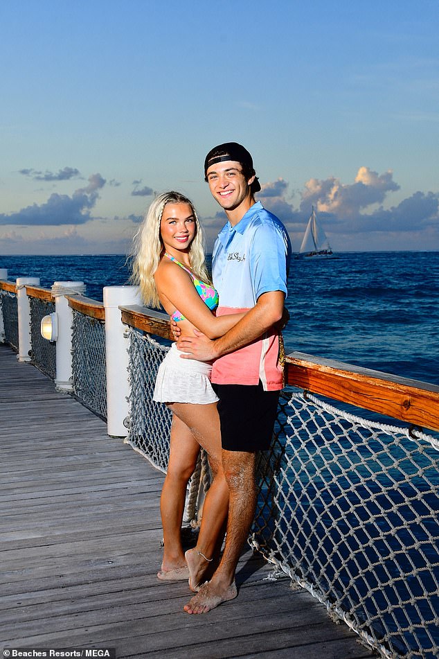 To celebrate!  Asher Angel and his girlfriend Caroline Gregory looked every bit a happy couple as they celebrated his 21st birthday in Turks and Caicos