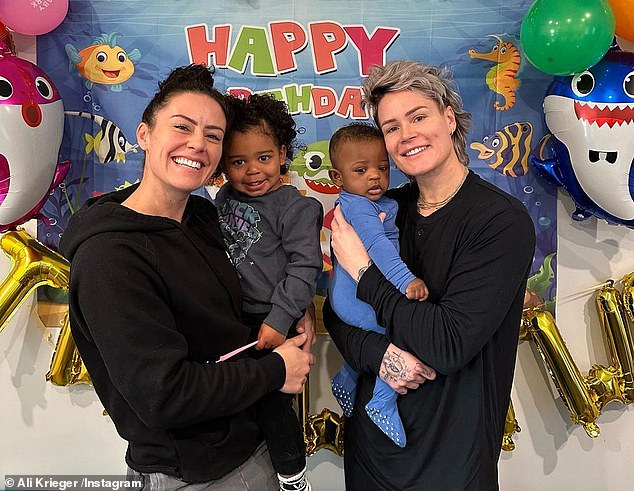 Co-parenting champions: The former couple seen with daughter Sloane and son Ocean