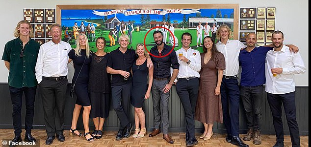 Charlie Newling's blended family: footballer Tom De Konin (farthest from left), stepfather Terry De Konin (second from left), Newling's mother Jackie De Konin (sixth from left) and fellow footballer Sam De Konin (third from right)