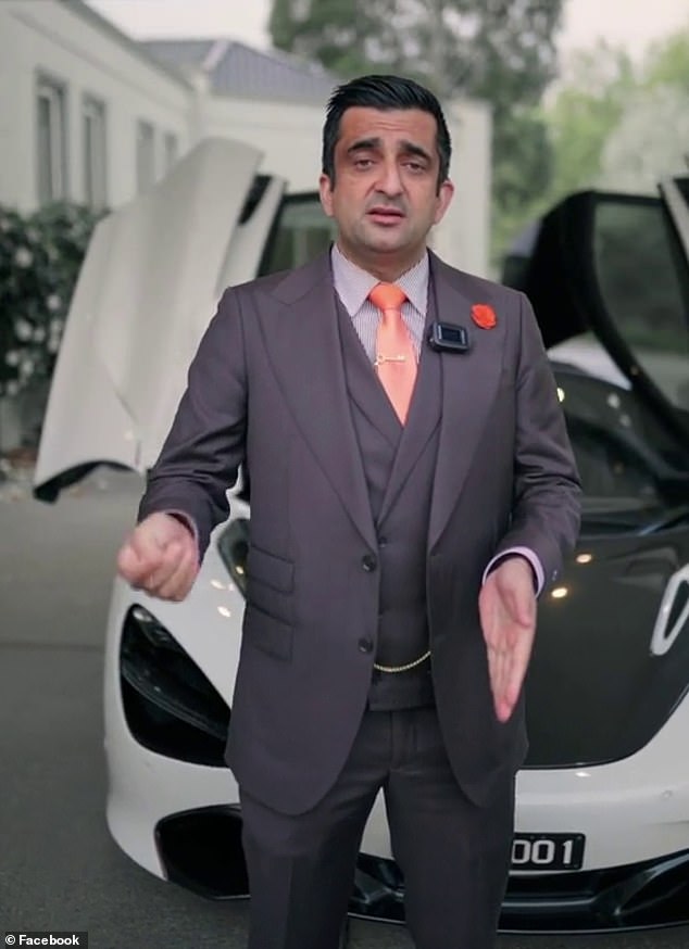 Khalid Sarwari (pictured), director of Only Estate Agents in Narre Warren, about 40km south-east of Melbourne's CBD, recently uploaded a video to social media to advertise a house he was selling in nearby Packenham with a price of $650,000 - while posing next to his $680,000 McLaren 720S