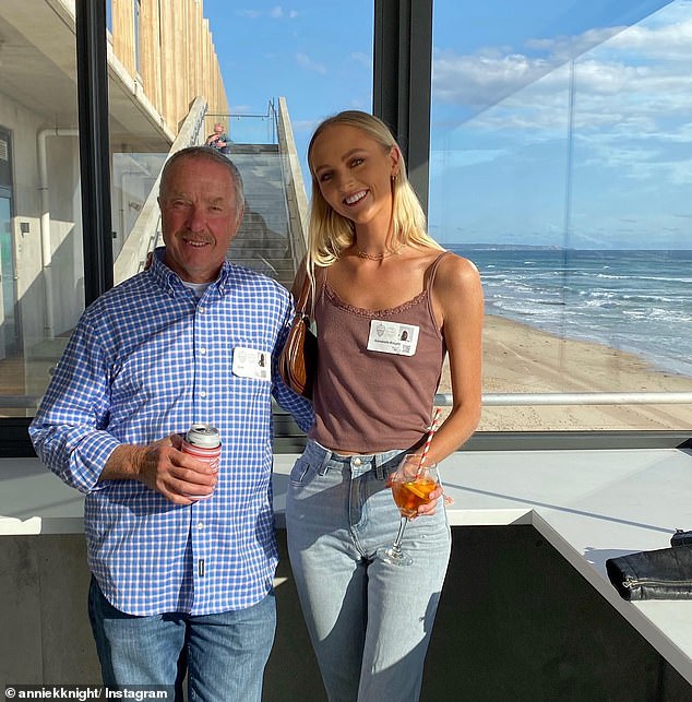 'Australia's most sexually active woman' Annie Knight, 26, (right) revealed on Sunday that her father Simon (left) fully supports her blossoming OnlyFans career