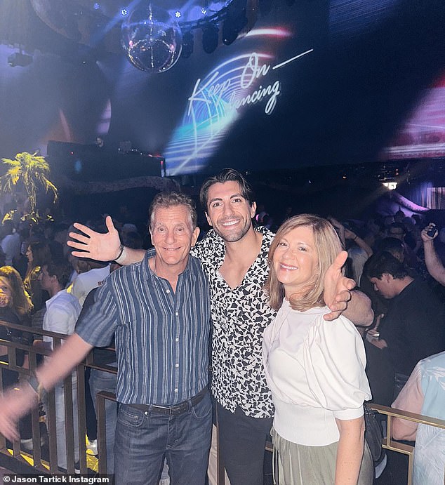 Going out in Ibiza: He also shared a photo of himself in a nightclub in Ibiza with his mother Dale Gross Tartick and his father George Tartick