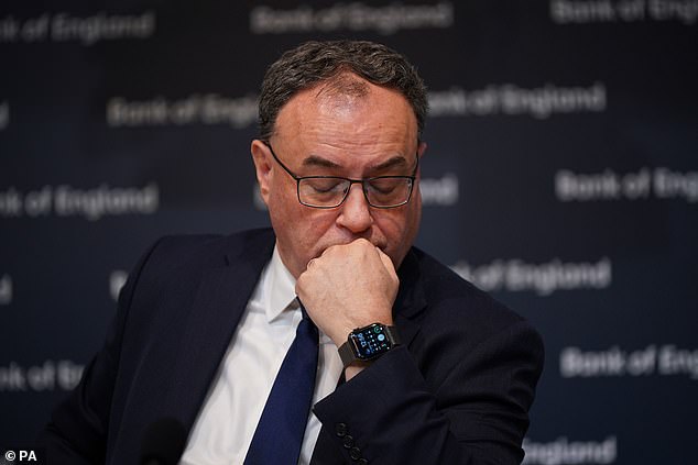 Encouraged: Andrew Bailey said he expects a 'noticeable drop' in headline tariff when October figures are published next month due to lower energy bills